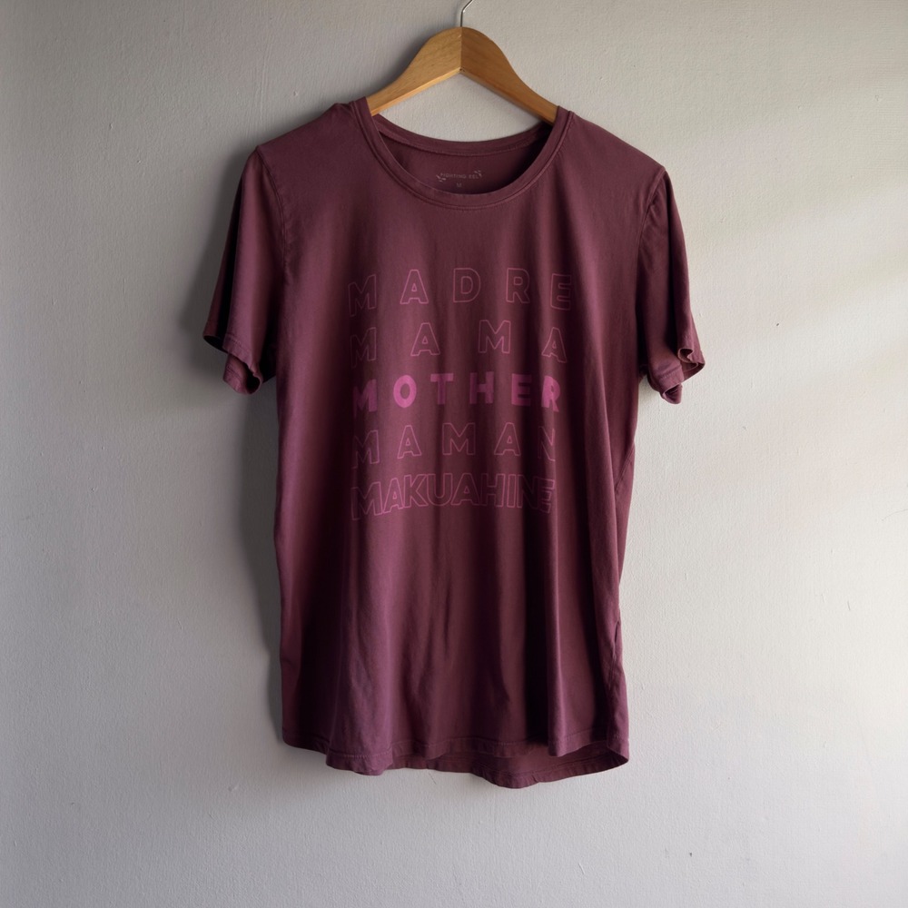 Fighting Eel Mother Makuahine Graphic Tee Women Size M Mauve Hawaii Boho